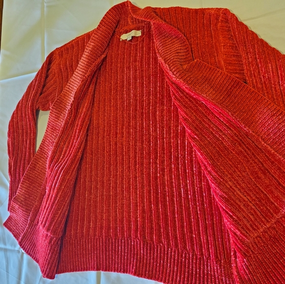 LOFT Red cardigan chenille super soft NWOT - Picture 1 of 6